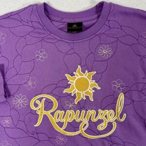 Disney Princess Tangled Rapunzel Embroidered Floral Braid Sweatshirt Medium Rare